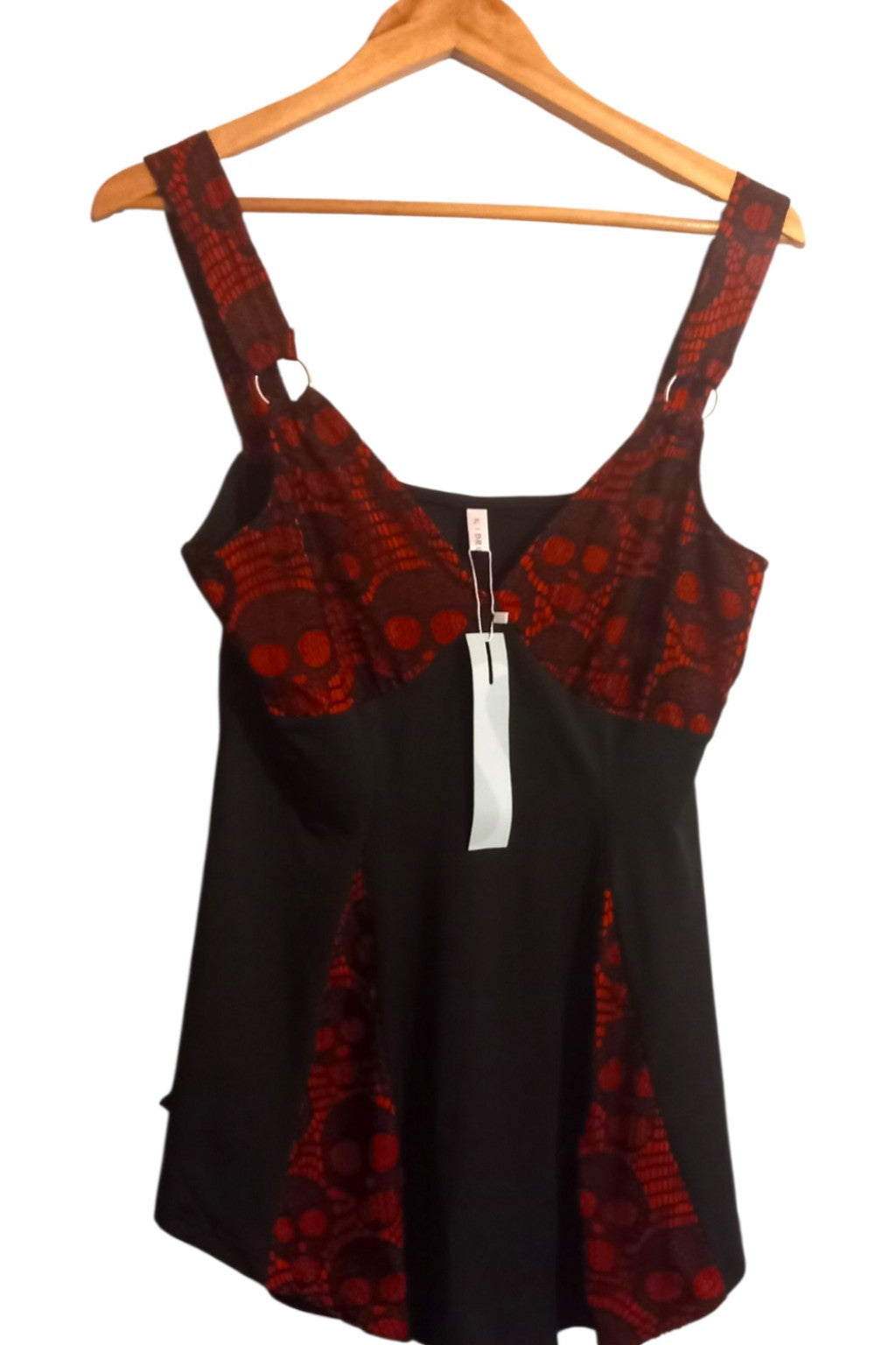 Dressfo Black & Red Lace Sleeveless Skull Top UK 14 XL DressLily BNWT