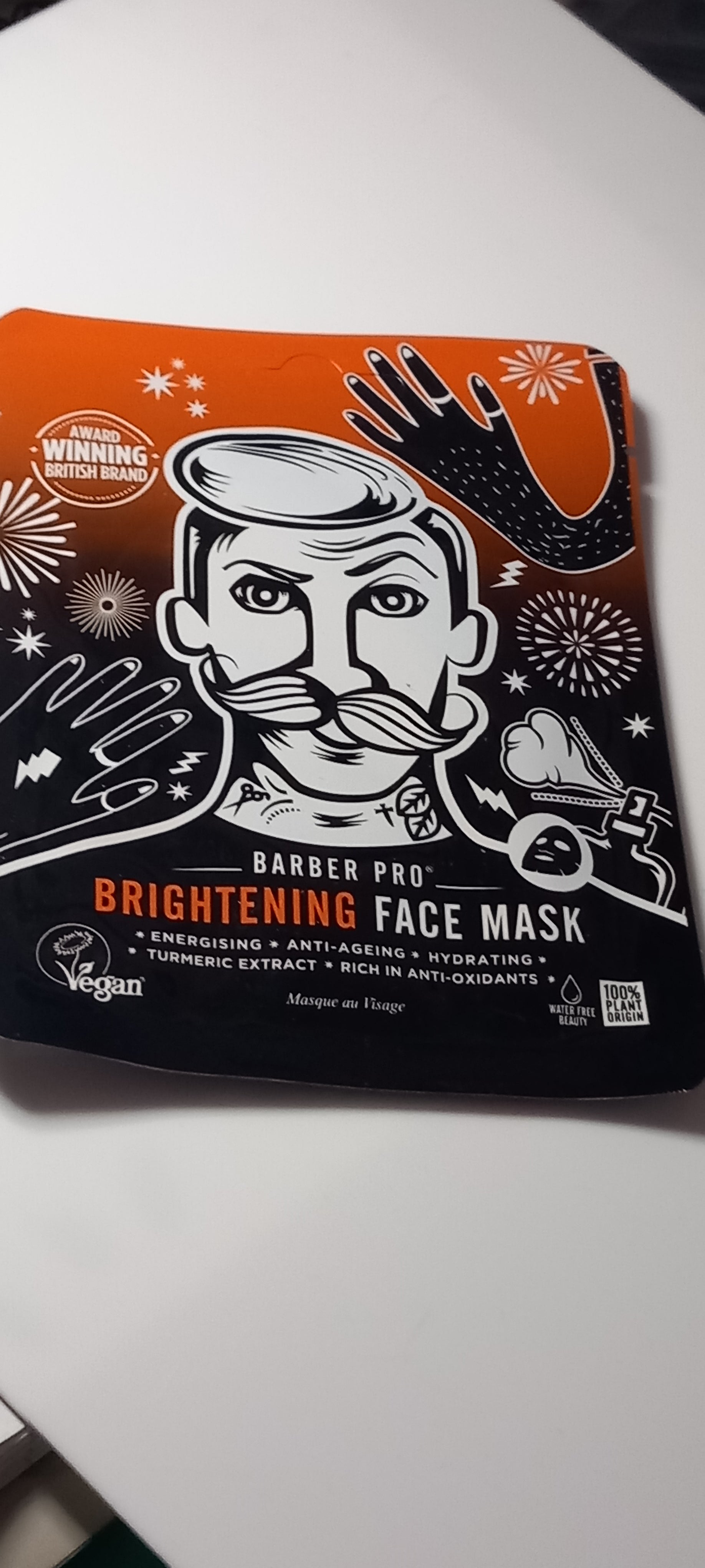 Barber Pro Face Mask 22ml Brightening Men Skin Care Turmeric Anti-Age Facial