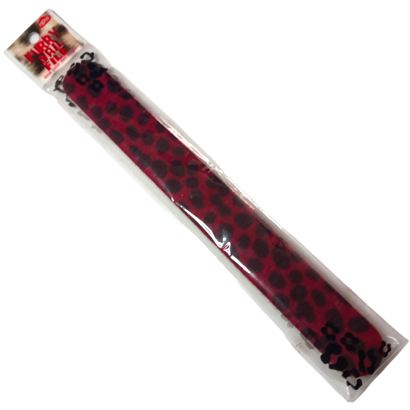 NPW Furry Nail File Red Animal Print Emery Board Black Nails Manicure Buff