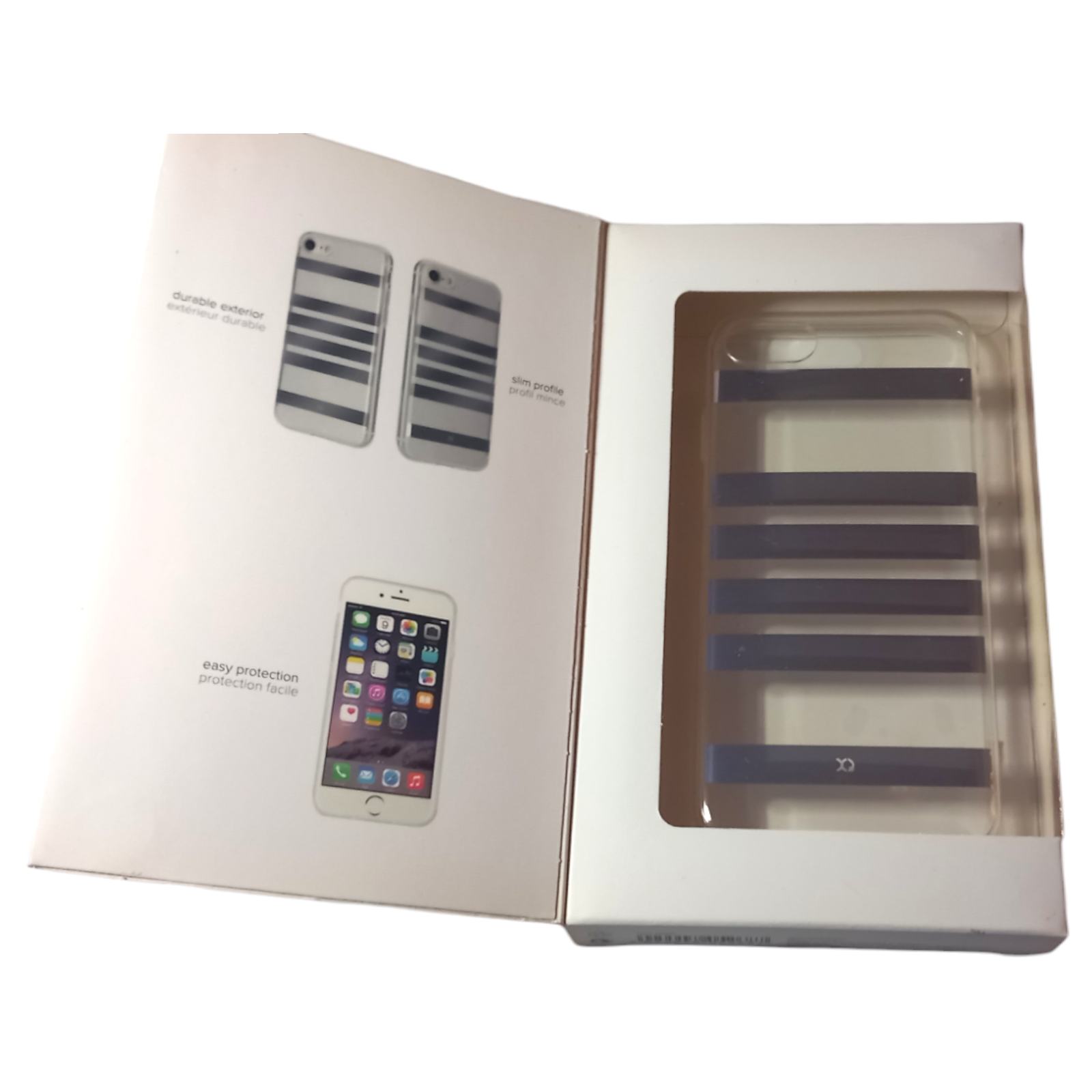 Xqisit iPhone 7 Stripes Shell Slim Mobile Phone Case Clear/Silver
