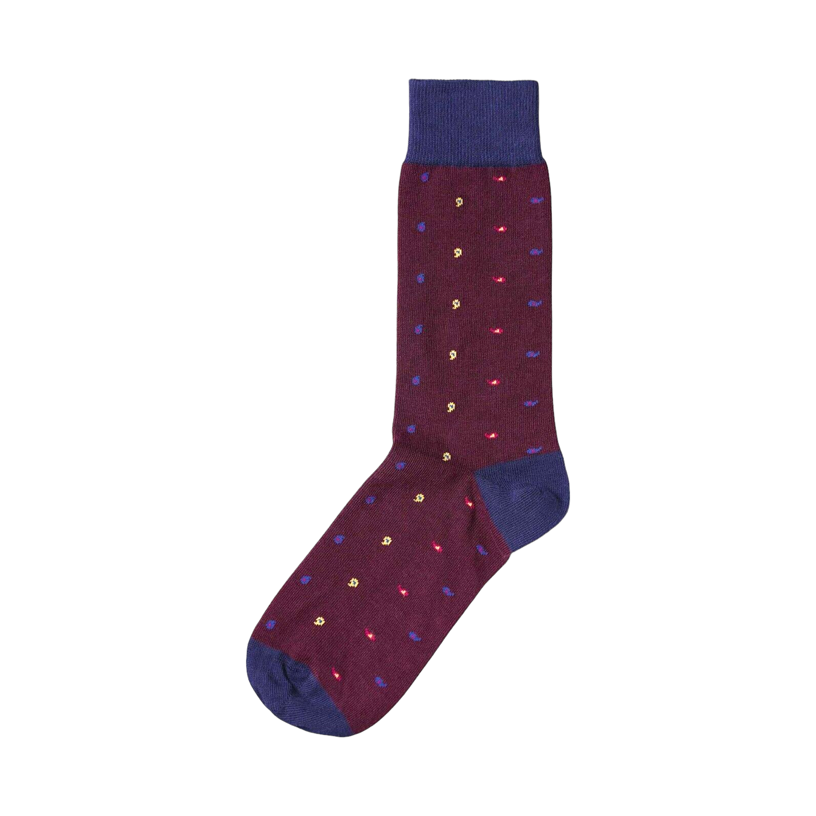 Charles Tyrwhitt Socks Men Size 6-10 Wine Cotton Rich Mini Paisley Patterned