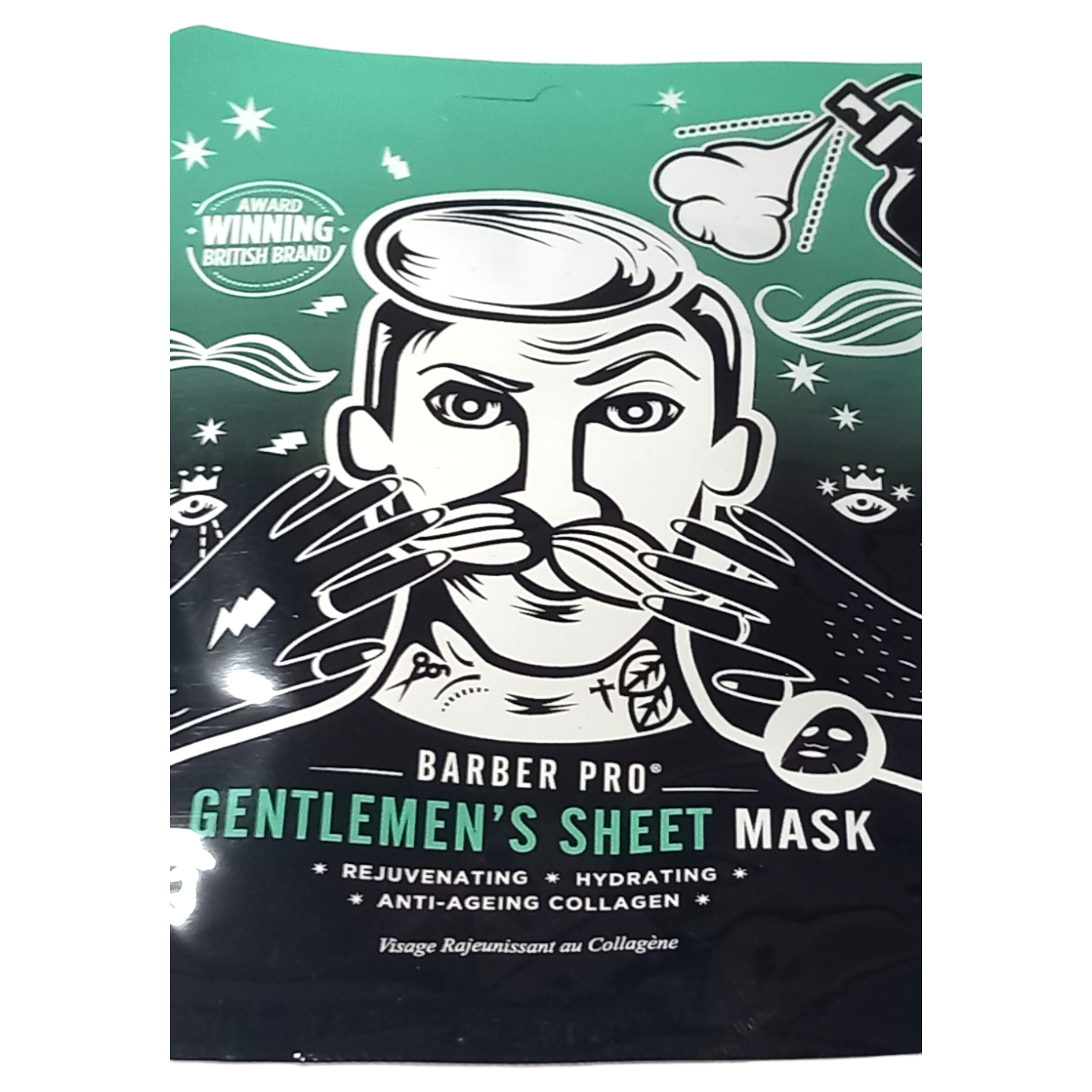 Barber Pro Face Mask 23ml Gentleman Sheet Men Skin Care Hydrating Collagen