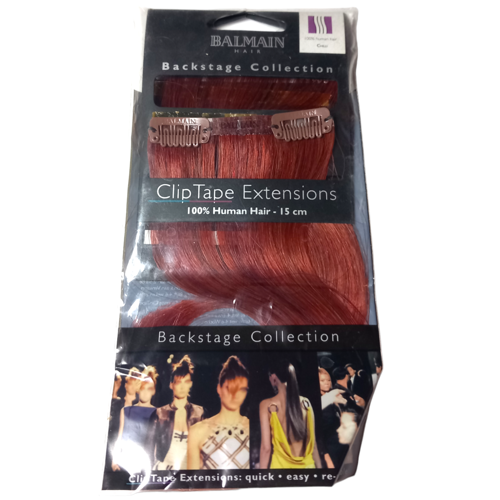Balmain Backstage Collection Clip Tape Human Hair 15cm Extensions Chilli