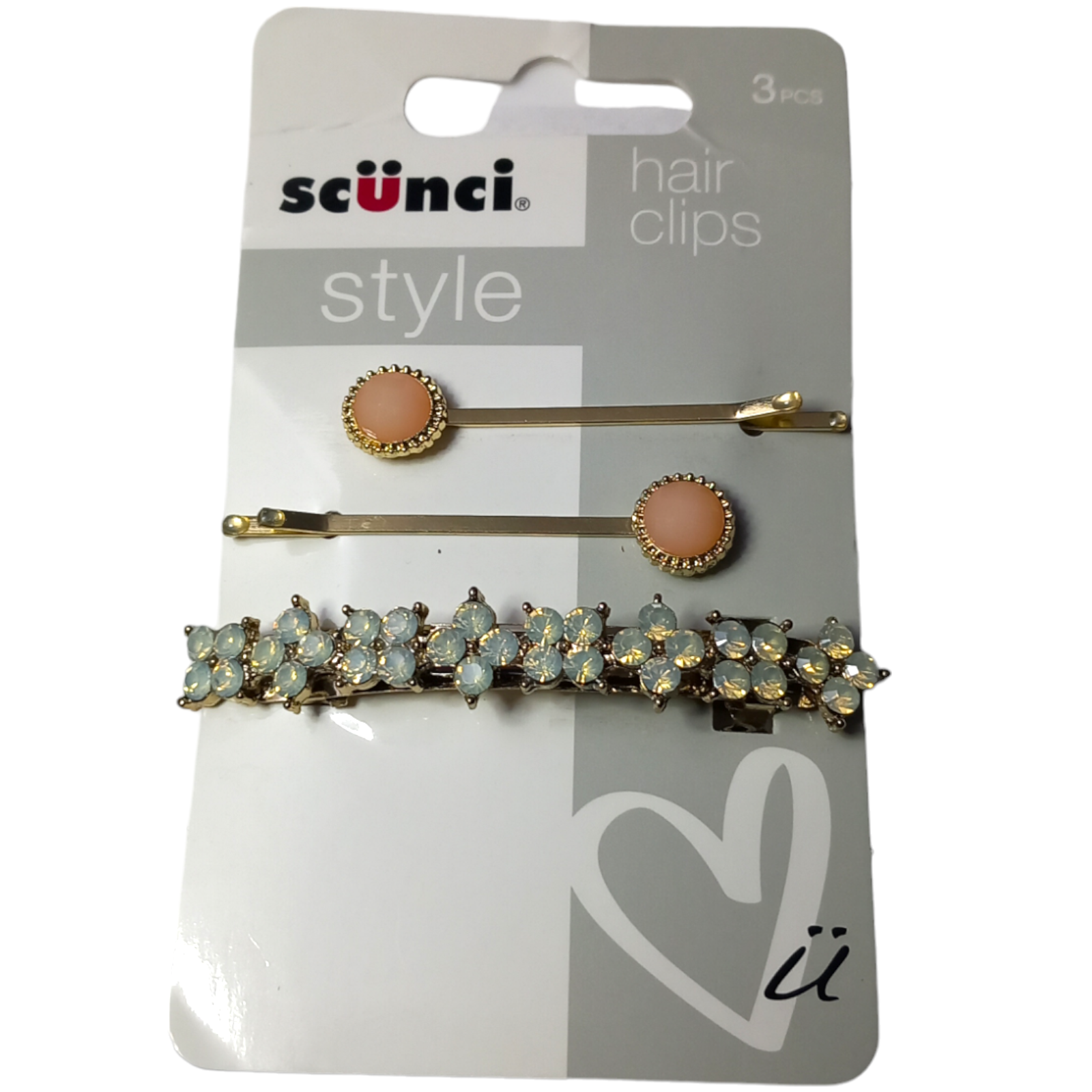 Scunci Style Elegant Hair Clips 3pcs Slides Barrette