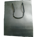 Gift Bag Black Silver Stripe Present Birthday Christmas Anniversary Token Sleek