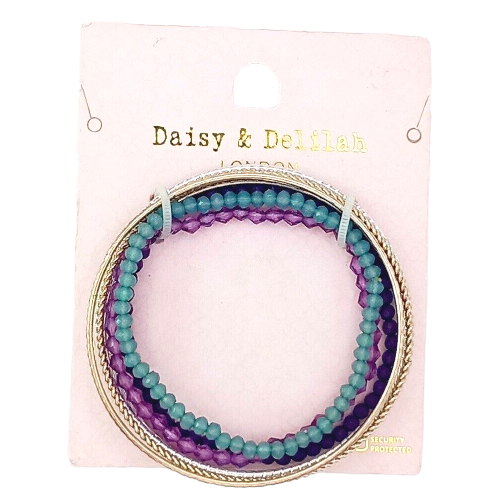 Daisy and Delilah Bracelets Set of 8 Slim Bangle Silver Elastic Purple Green