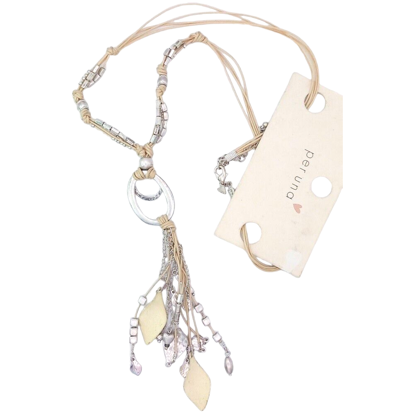 Per Una Dangle Necklace Silver-coloured Chunky Statement Jewellery Strand Leaves