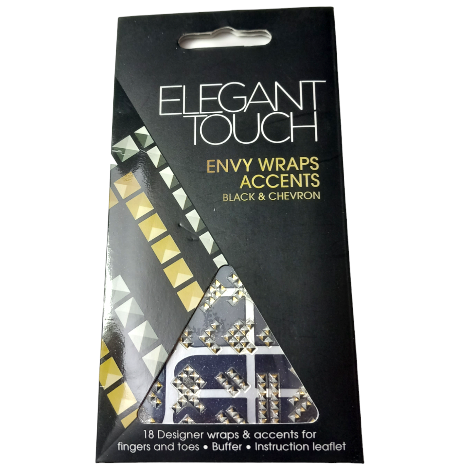 Elegant Touch Envy Nail Wraps Accents Black and Chevron Designer Nails Quick Tip