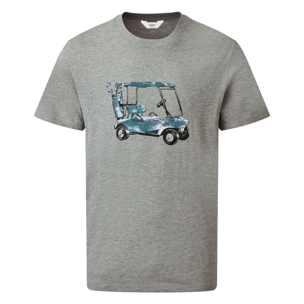 Cotton Traders Golf T-Shirt 3XL Mens Buggy Grey Marl Leisure Active Printed Top