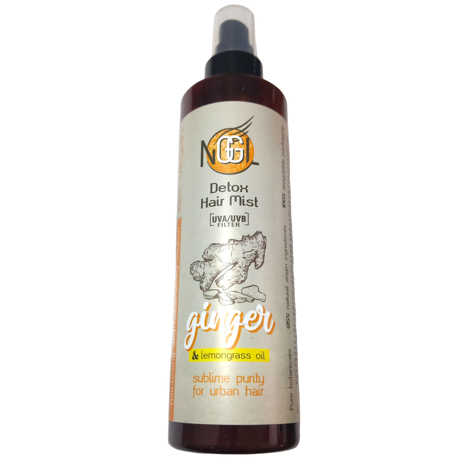 NGGL Detox Hair Mist 200ml Ginger Lemongrass Vegan Purifying UVA UVB Urban