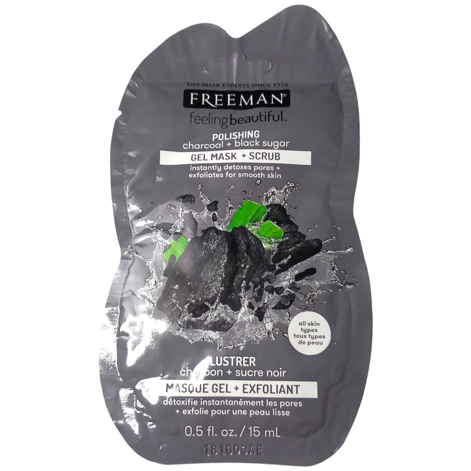Freeman Polishing Face Gel Mask and Scrub Charcoal Black Sugar Detox Skin 15ml