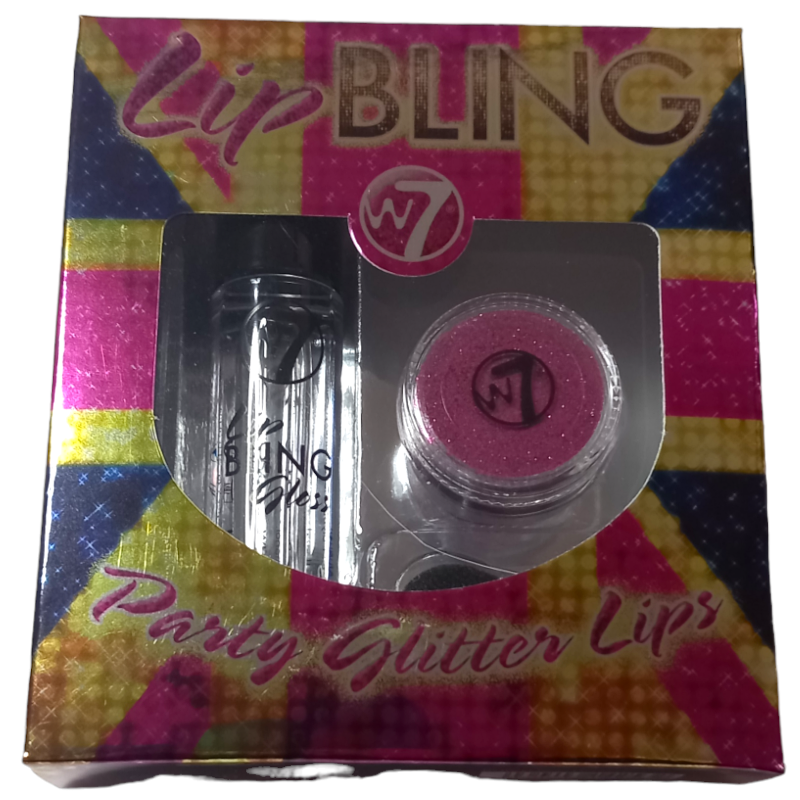W7 Lips Gift Set Lip Bling Party Glitter Fabulous Fuchsia Pink