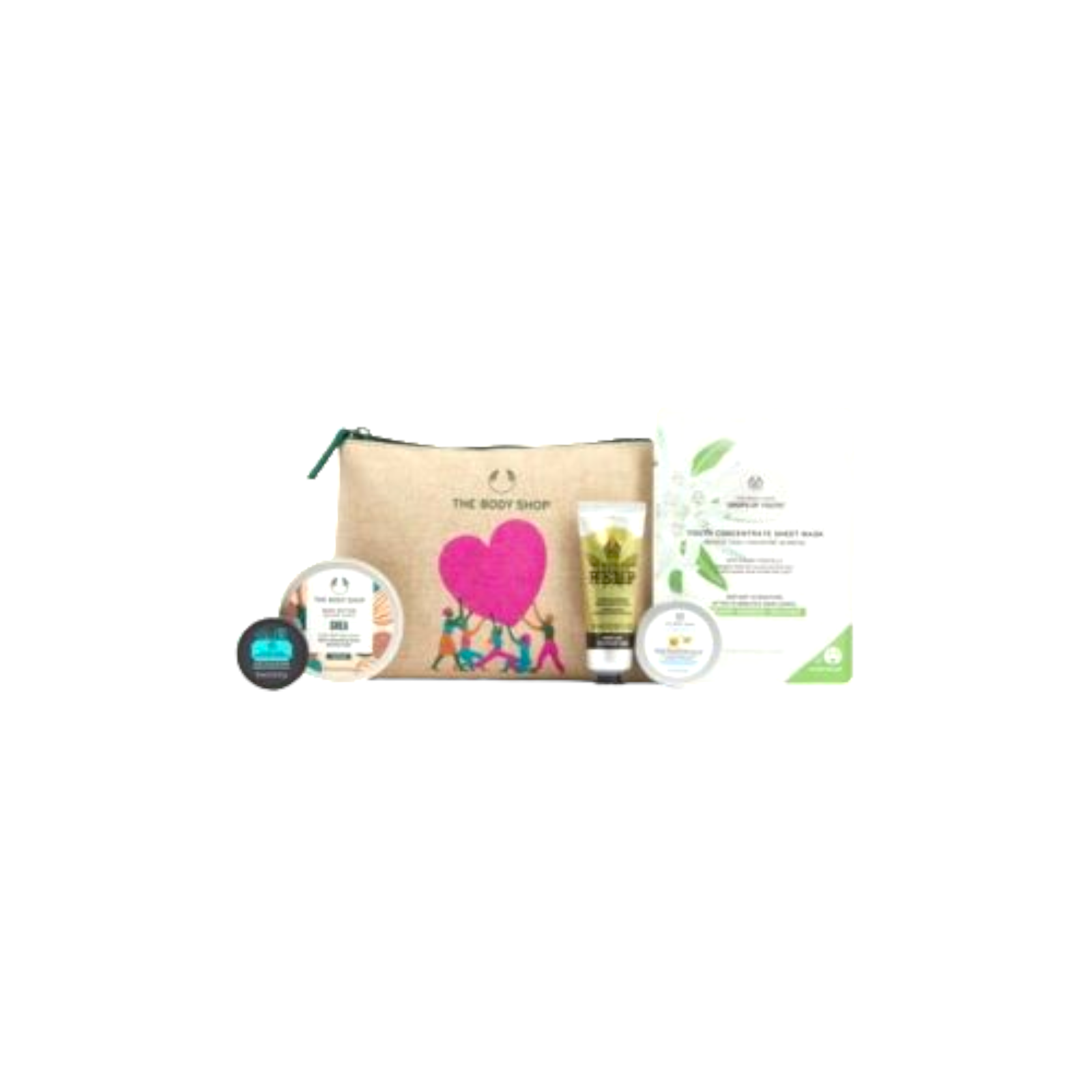 Body Shop Gift Set Best Bits Pouch Drops of Youth Himalayan Charcoal Hemp Skin