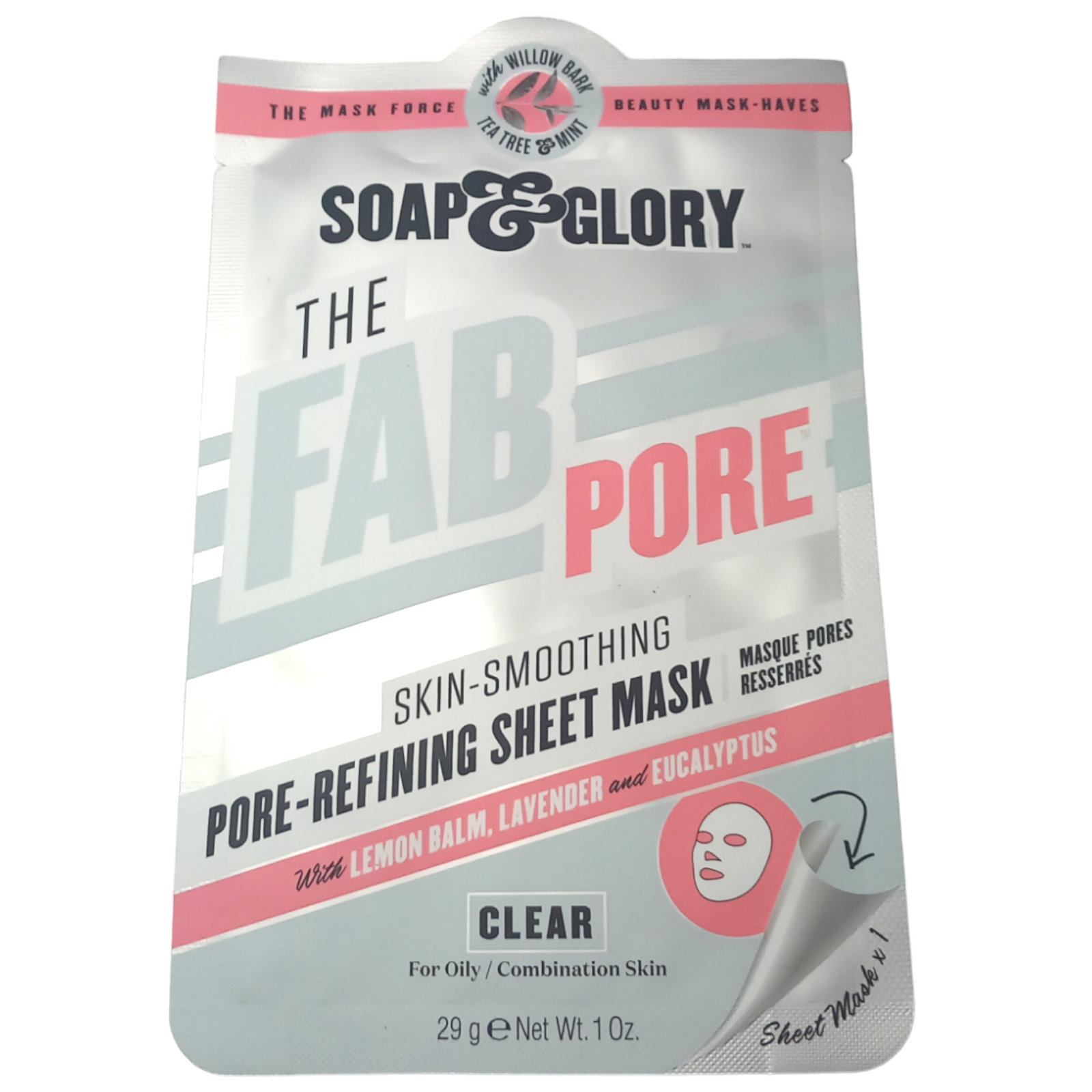 Soap and Glory Sheet Face Mask Fab Pore Refining Smoothing Oily Combo Clear
