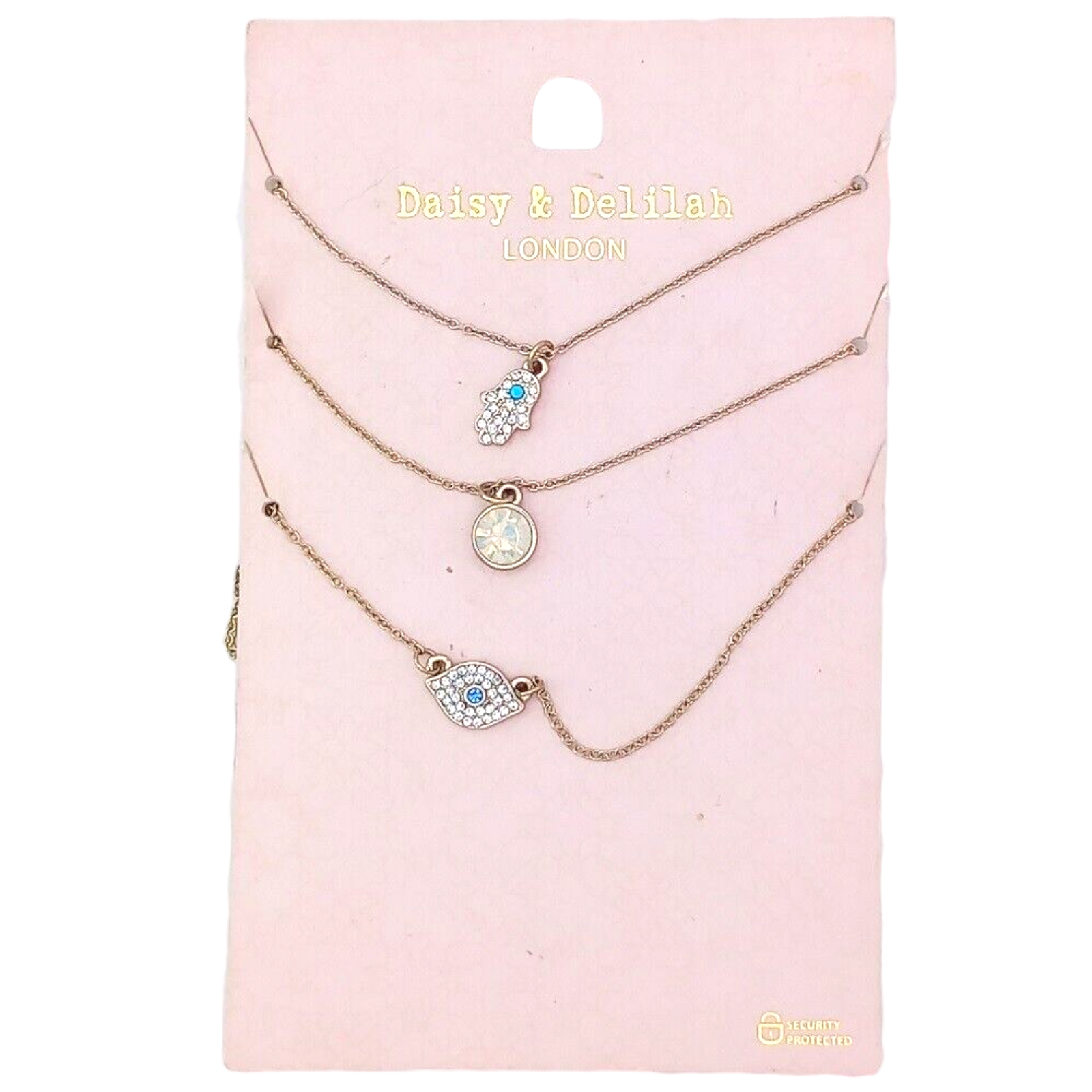 Daisy and Delilah Necklaces Set of 3 Gold-Coloured Chain Hand Eye Orb Costume