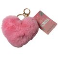Totes Keyring Faux Fur Pink Heart Hanging Fluffy Novelty Polyester Ladies Key