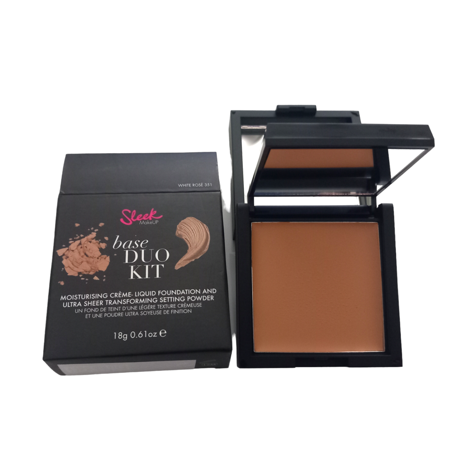 Sleek Base Duo Kit 18g 351 White Rose Foundation Setting Powder MakeUP Damaged