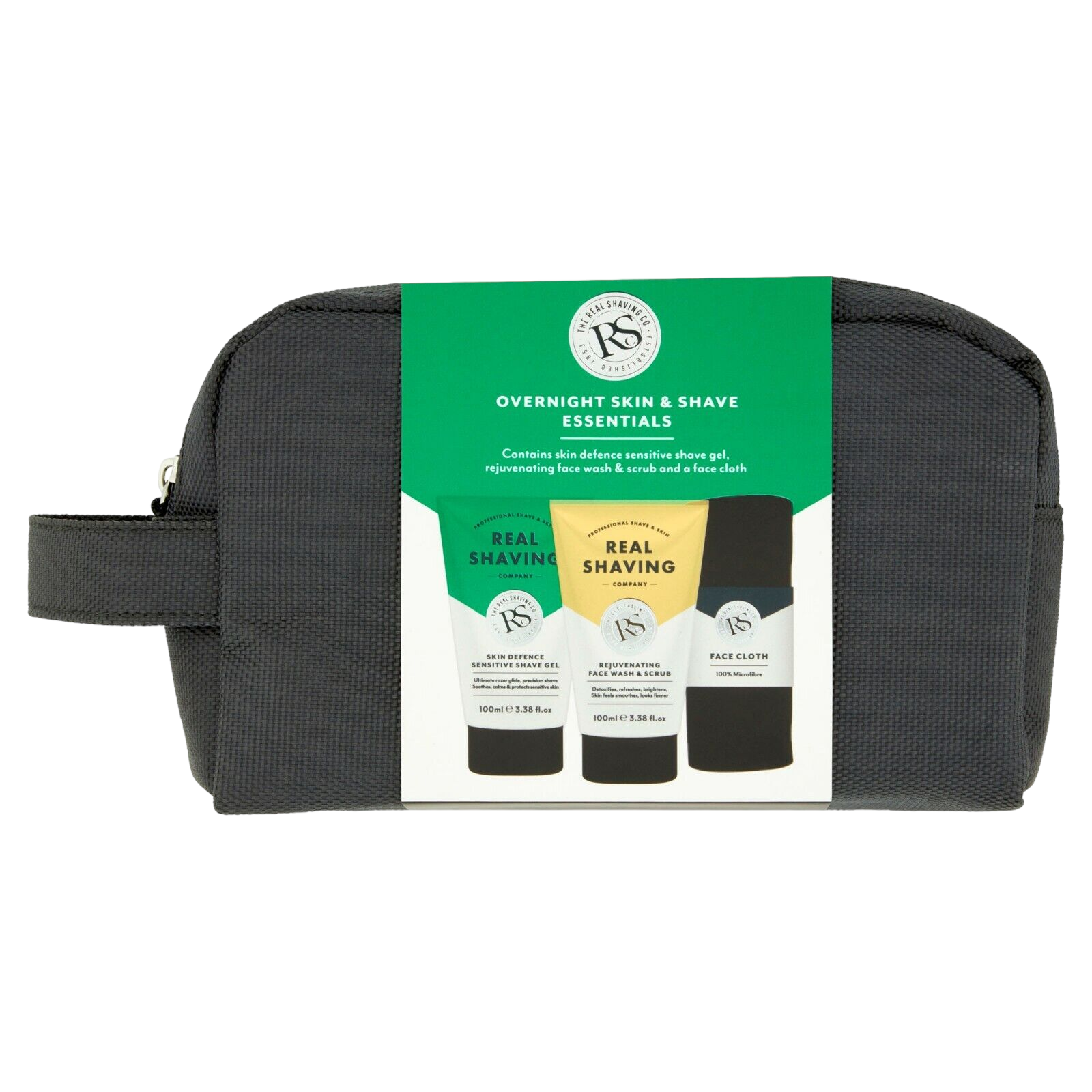 The Real Shaving Company Gift Set - Men - Overnight Skin Shave Essentials Face Cloth Gel