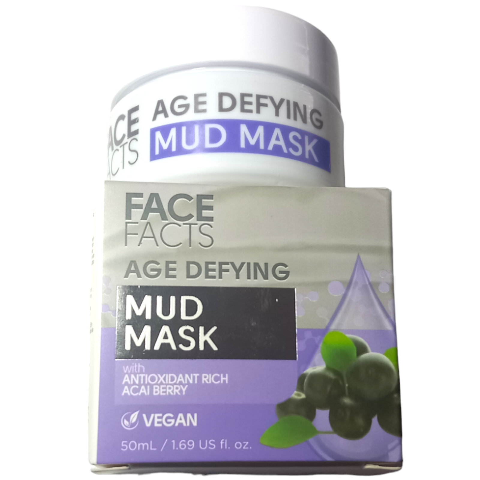 Face Facts Age Defying Mud Mask 50ml Acai Berry Vegan Antioxidant Rich Skin