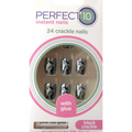 Perfect 10 Black Crackle Effect Instant 24 False Nails
