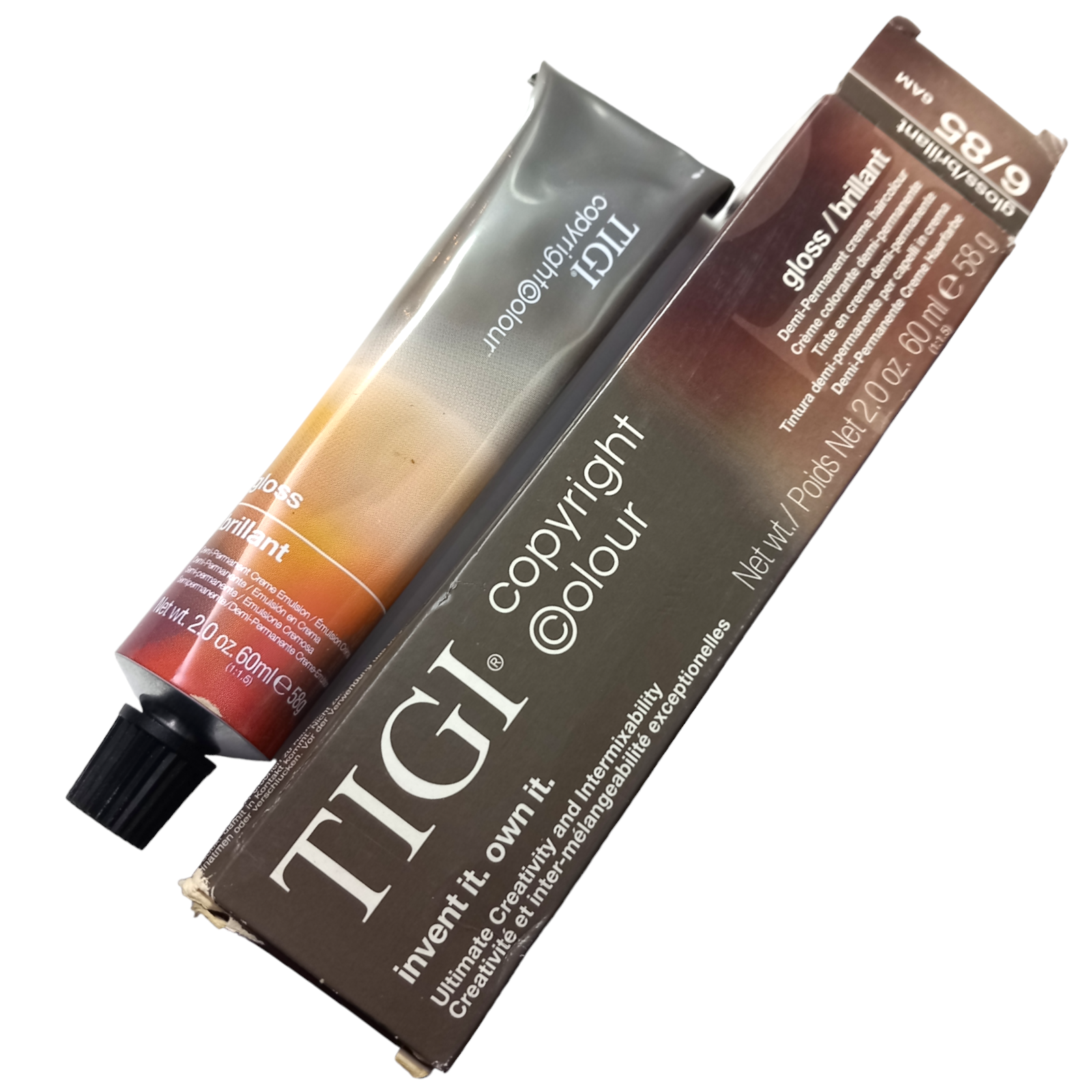 TIGI Hair Dye 6-85 6AM Dark Ash Mahogany Blonde Gloss Copyright Demi-Permanent