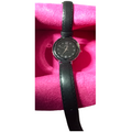 Pia Ladies Black Watch Analogue Round Face Real Leather Strap Boxed Buckle Close