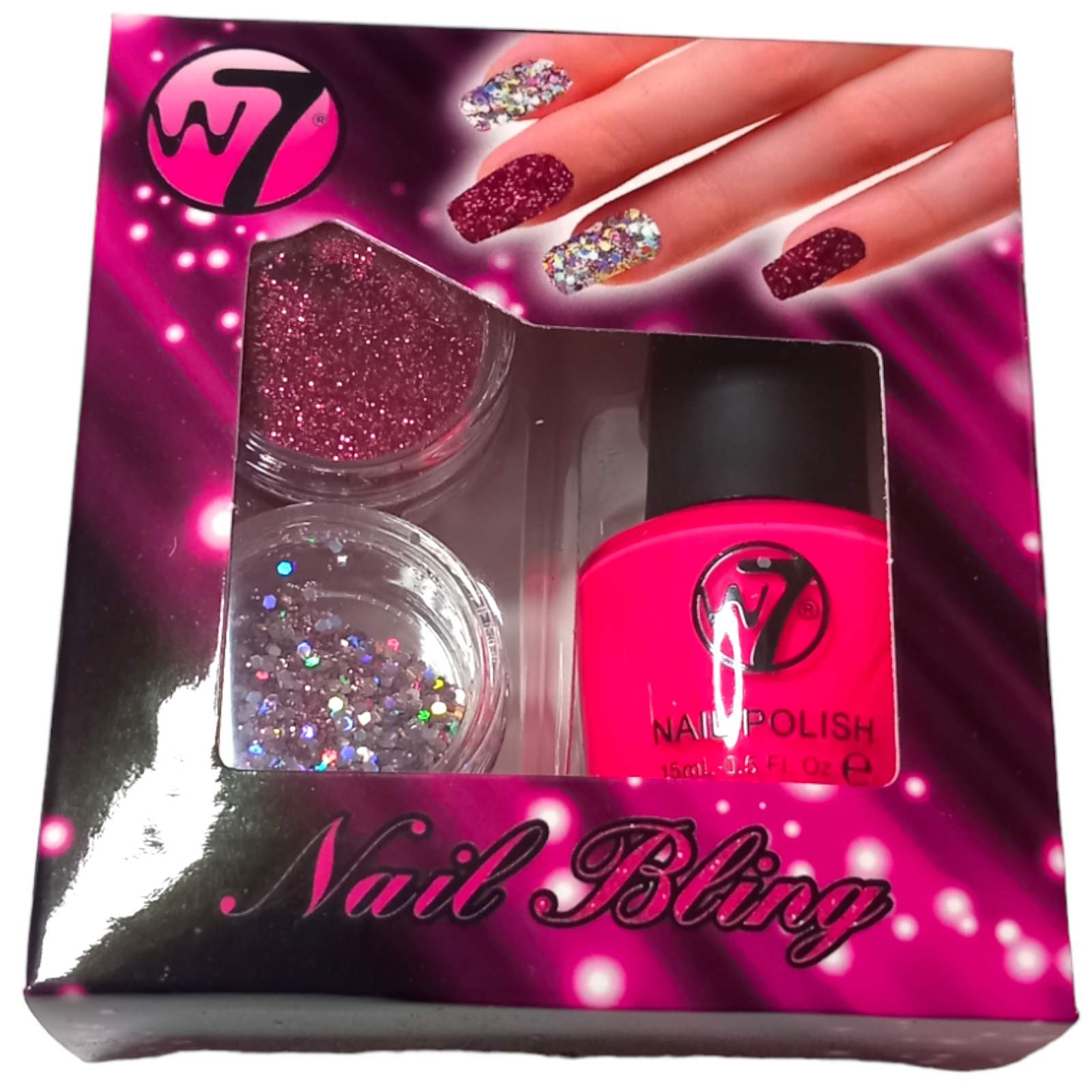 W7 Nail Polish Gift Set Pink Licious Bling Glitter
