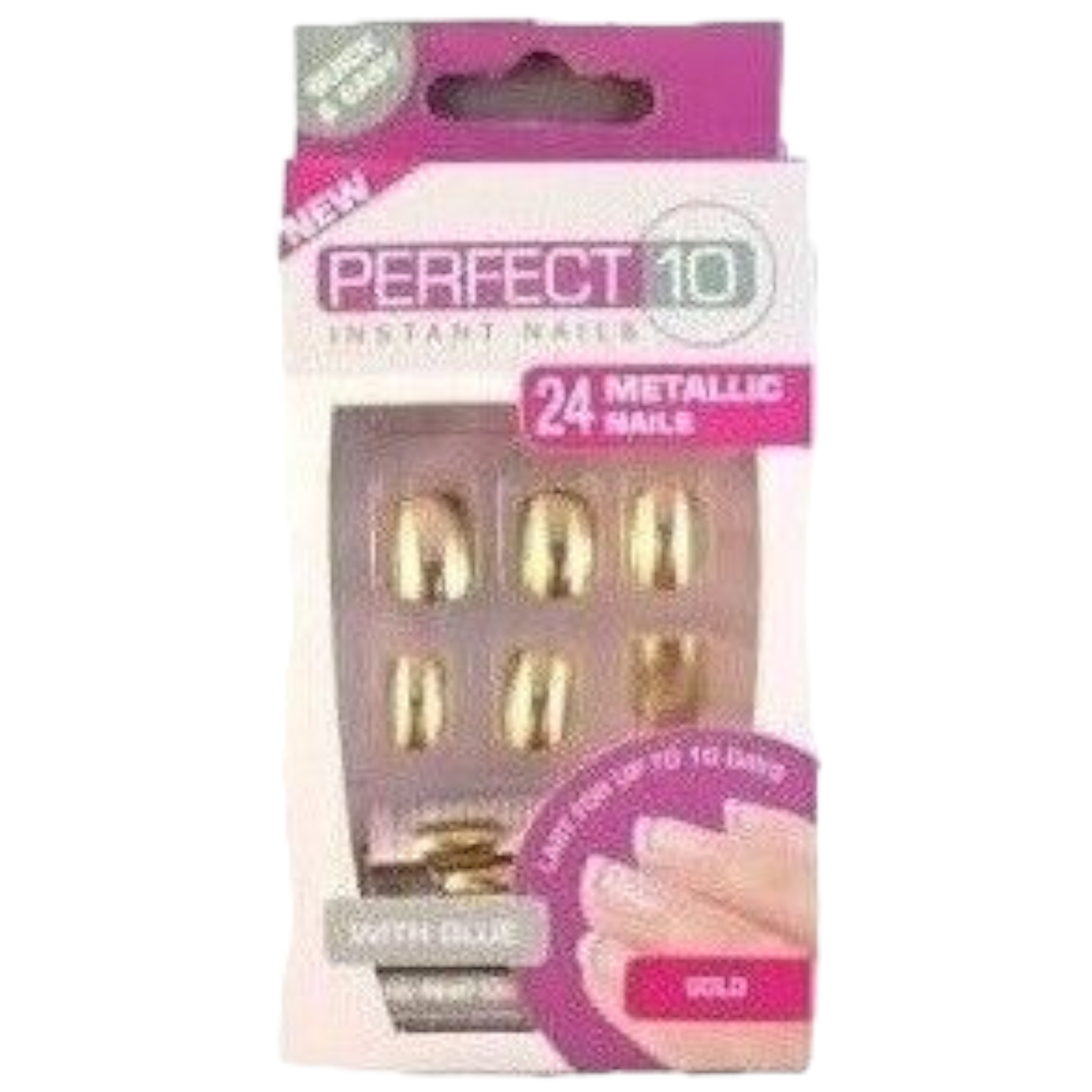 Perfect 10 Gold Metallic Effect Instant 24 False Nails