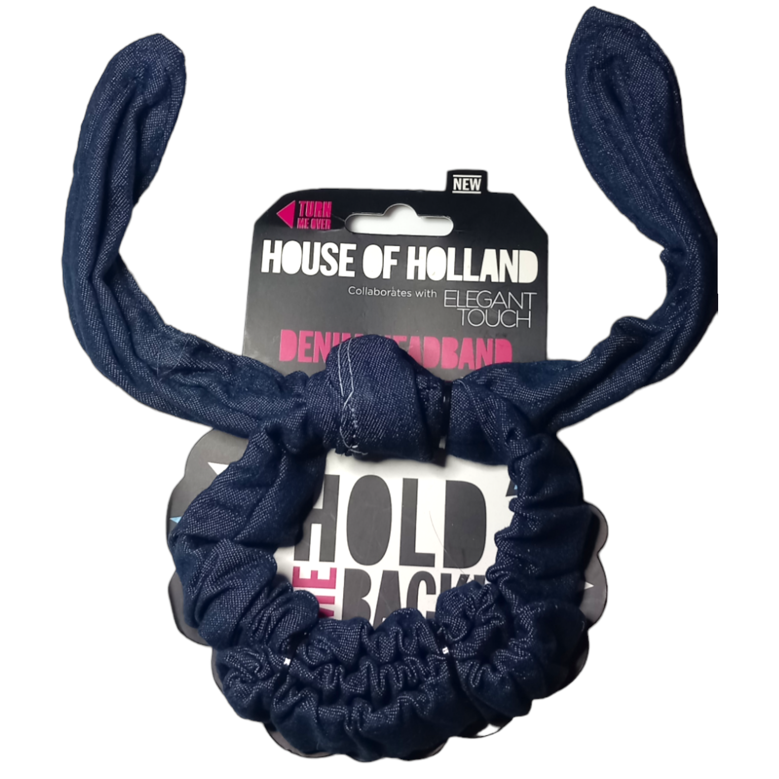 Elegant Touch Denim Headband House of Holland Blue Rabbit Ears Bendy Hair Style