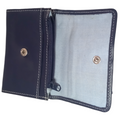 Purse Small Leather Bow Navy Blue Ladies Women Wallet Genuine Cash Money Stripe