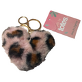 Totes Keyring Faux Fur Leopard Heart Hanging Fluffy Novelty Animal Ladies