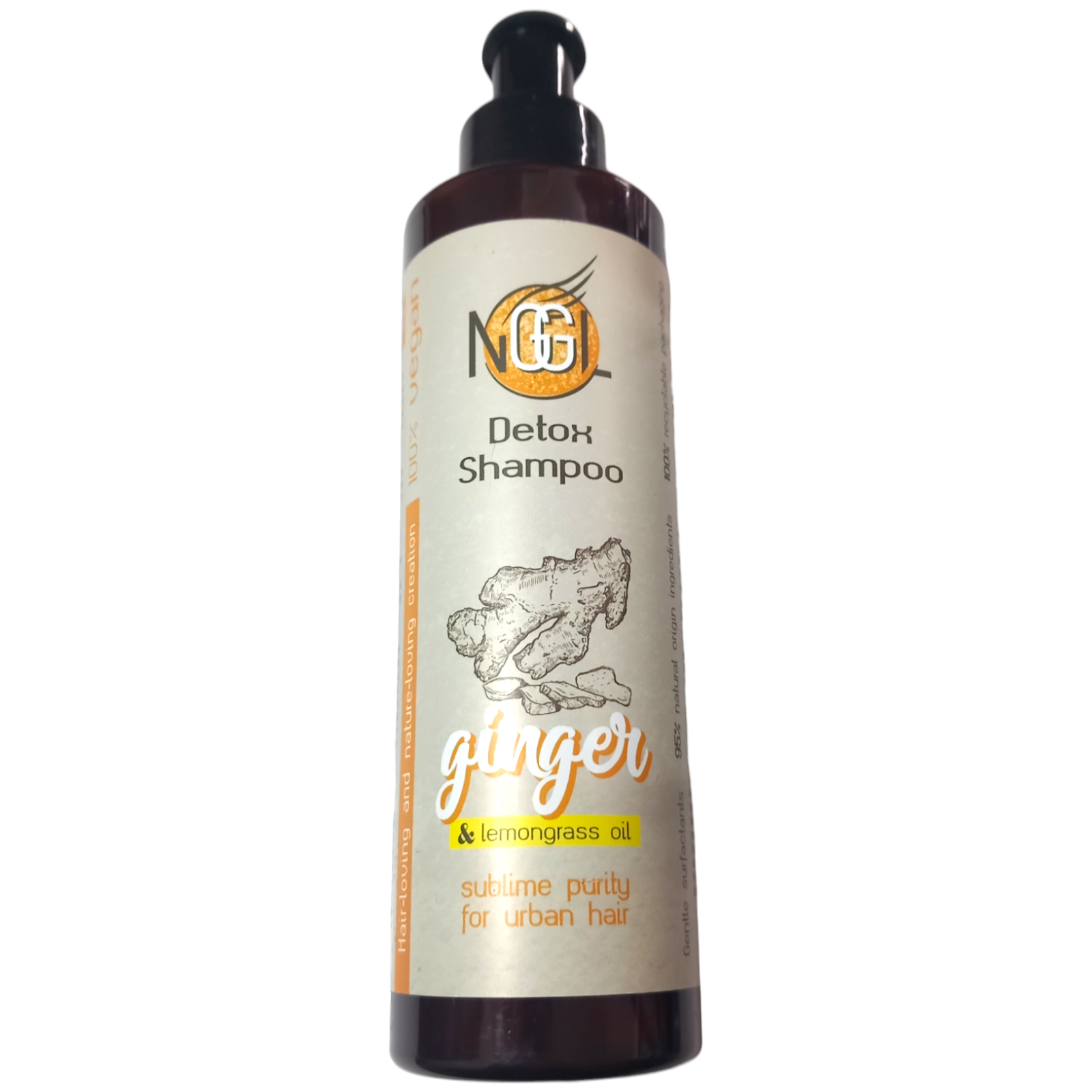 NGGL Detox Shampoo 200ml Ginger Extract Lemongrass Vegan Purifying Hair Urban