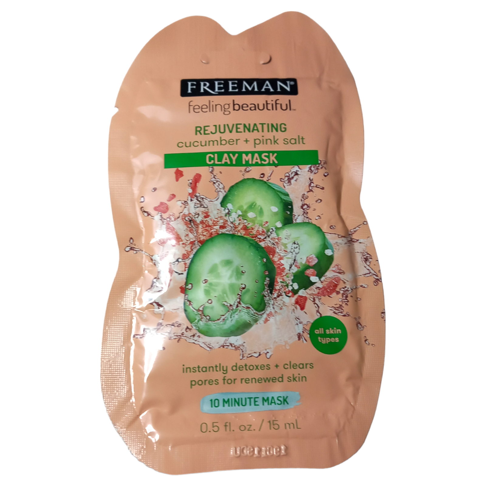 Freeman Rejuvenating Clay Face Mask Cucumber Pink Salt All Skin Type Facial 15ml