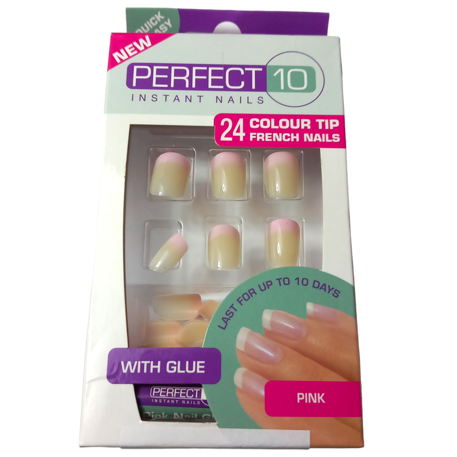 Perfect 10 Pink French Instant 24 False Nails