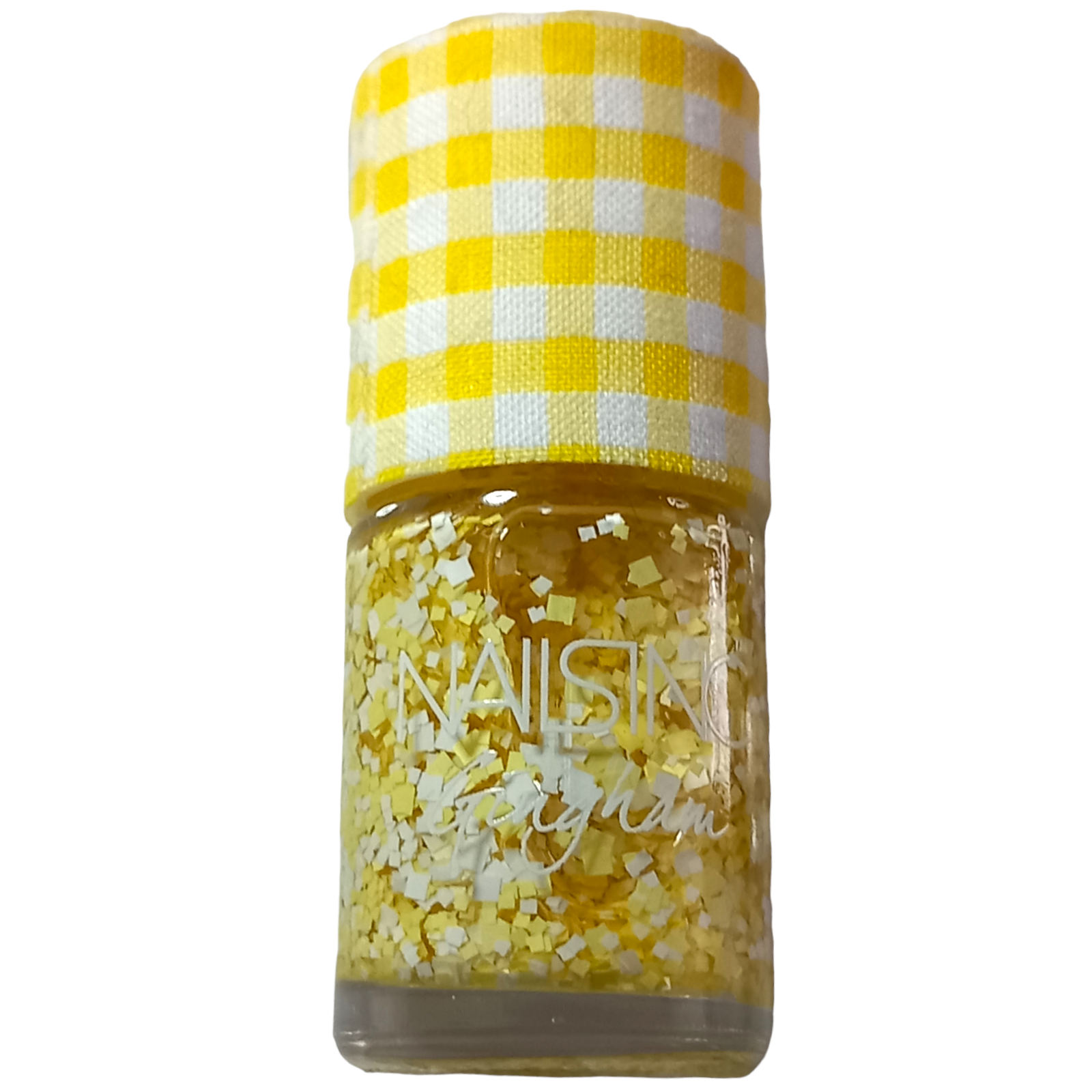 Nails Inc Gingham Nail Polish Meadowbank Yellow Top Coat Shine Varnish 10ml