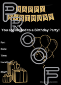 Black & Gold Birthday Party Invitation: Simple Fill-In PDF (Digital Download)