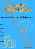 Birthday Party Invitation: Simple Fill-In PDF (Digital Download) - Aqua Blue