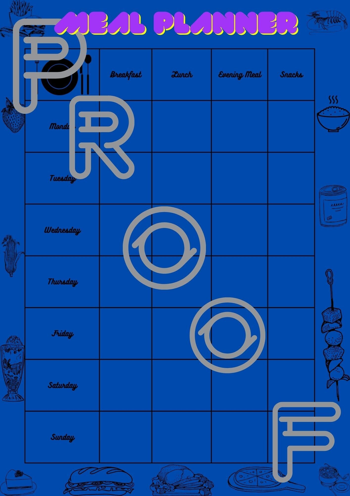 Weekly Meal Planner: Family Budget Printable (PDF Digital Download) - Dark Blue