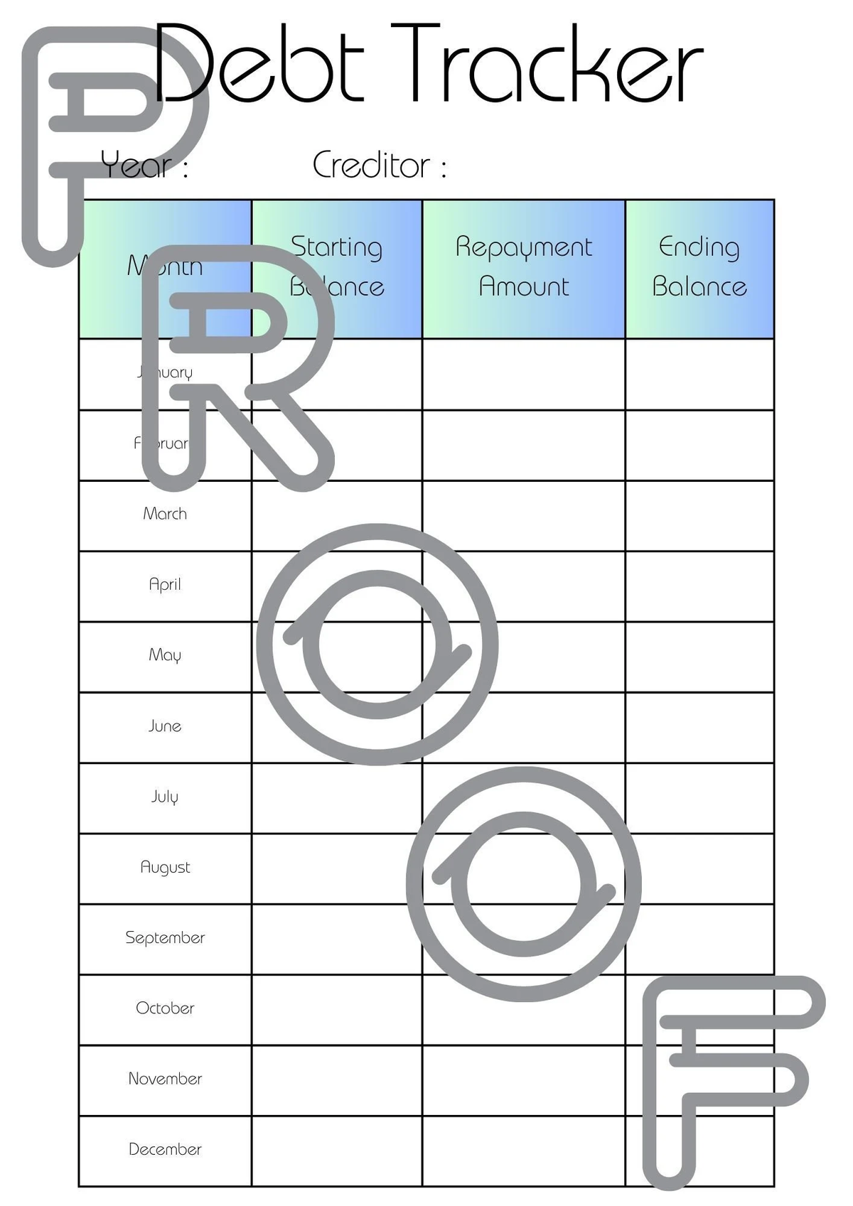 Debt Repayment Tracker: Printable Monthly Budget Planner (PDF Download) - Design 4