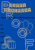 Gold & Dark Blue Birthday Party Invitation (PDF Digital Download)