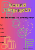 Gold & Purple Birthday Party Invitation: Simple Gradient Design (PDF Digital Download)