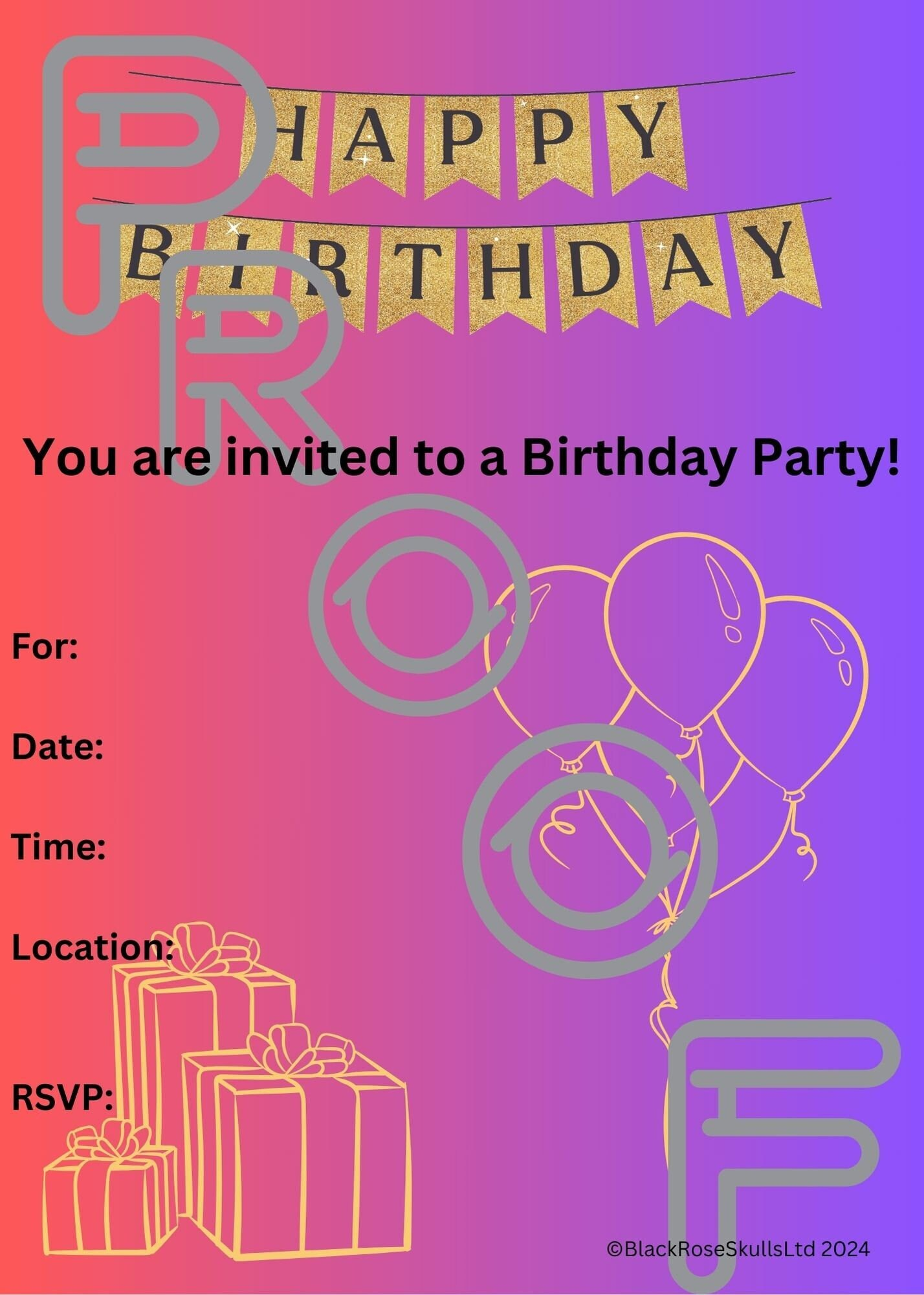 Gold & Purple Birthday Party Invitation: Simple Gradient Design (PDF Digital Download)