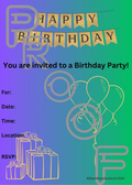 Green & Purple Birthday Party Invitation: Simple Gradient Design (PDF Digital Download)