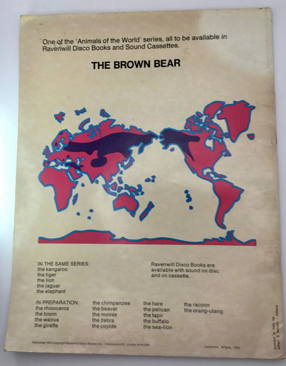 The Brown Bear Book: 1975 Ravenwill Disco, Animals of the World Series Illustrated