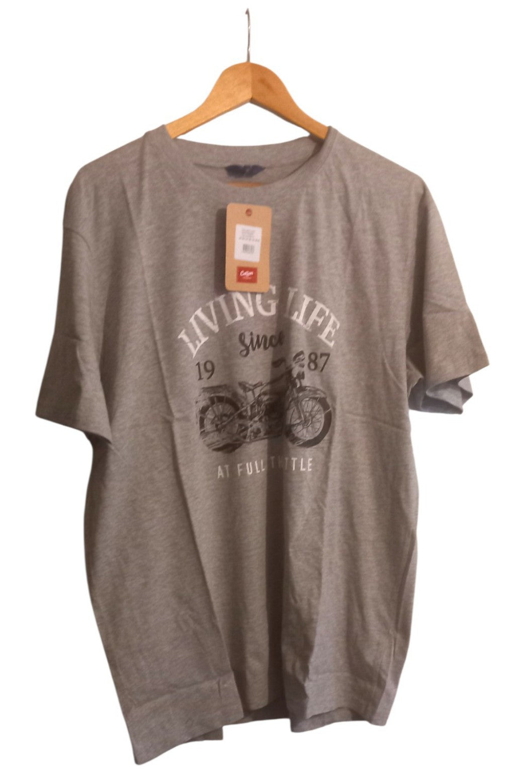 Cotton Traders Explorer Printed T-Shirt - Motorbike - 2XL - Men - Grey - Living Life