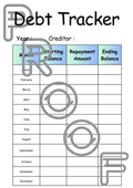 Debt Tracker Printable: Monthly Repayment Progress Record (PDF Download) - Design 2
