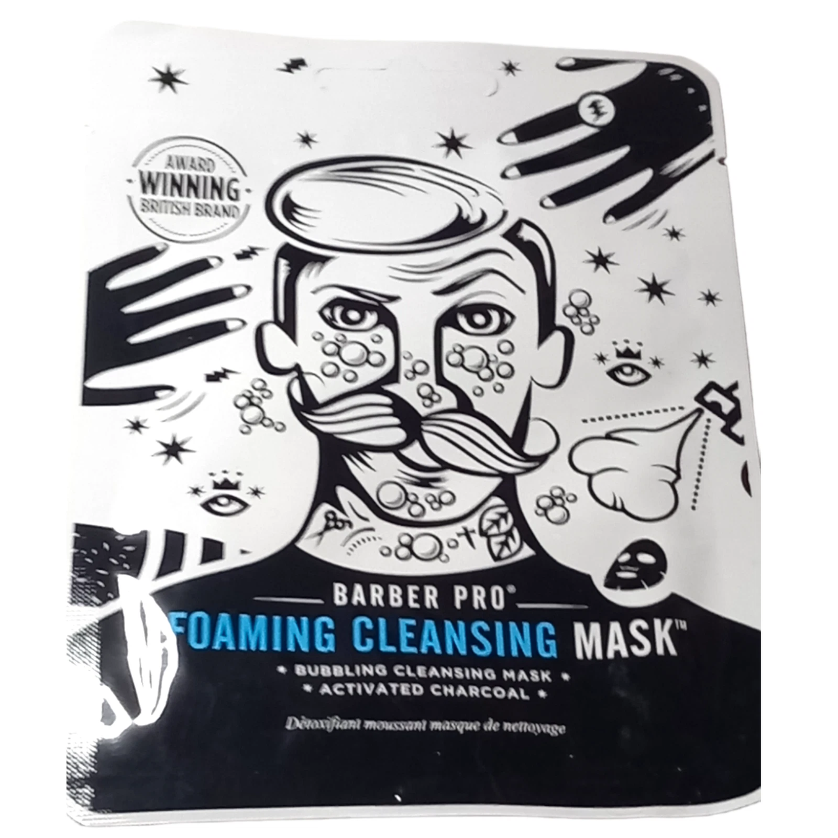 Barber Pro Face Mask 20ml Foaming Cleansing Men Skin Activated Charcoal Facial