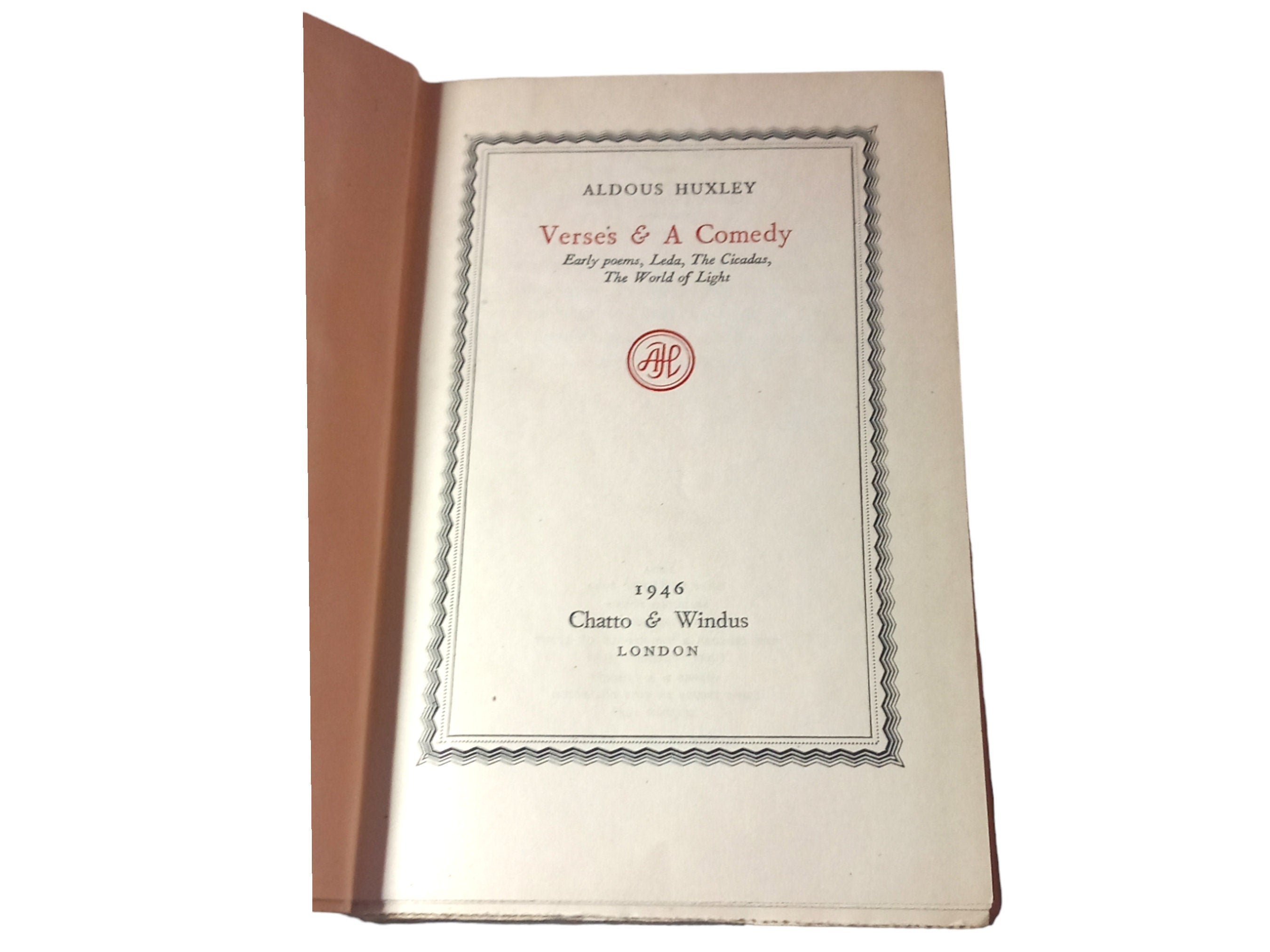 Vintage Aldous Huxley Hardcover: Verses and A Comedy, 1946