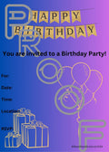 Reusable Birthday Party Invitation: Gold, Blue, Purple (PDF Digital Download)