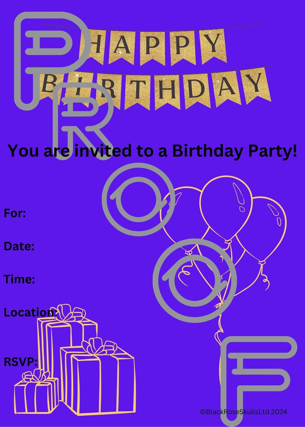 Birthday Party Invitation: Simple Reusable PDF (Digital Download) - Purple Violet